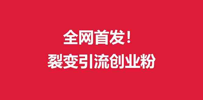 全网首发 外面收费几千的裂变引流高质量创业粉