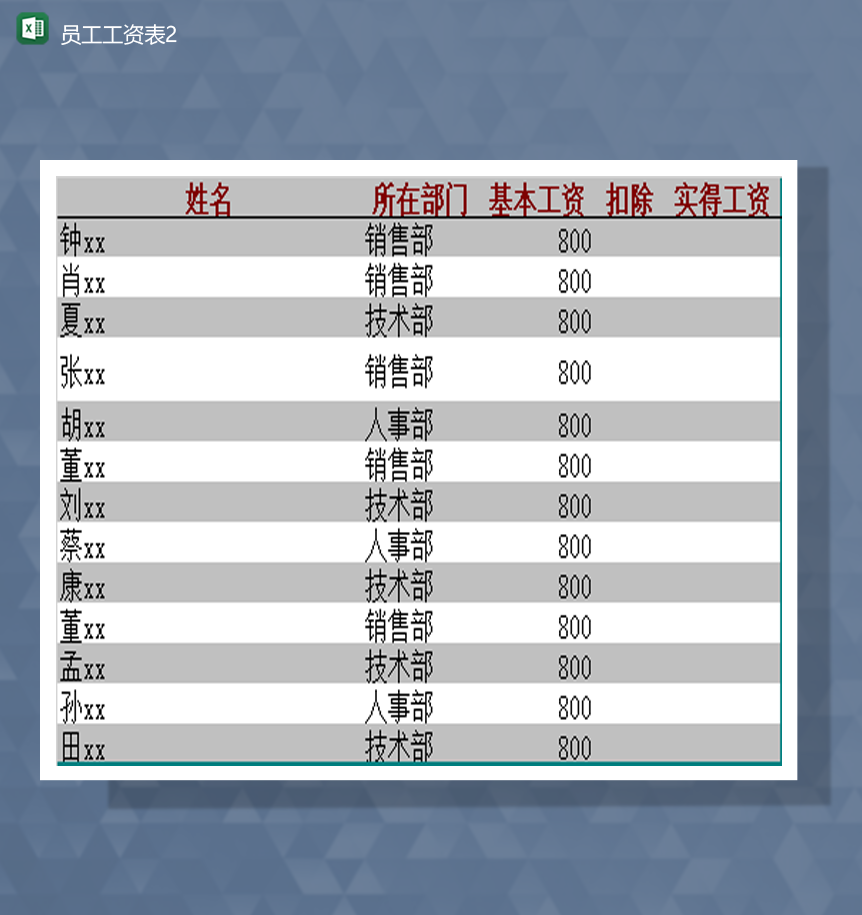 公司部门销售业绩工资明细汇总表Excel模板