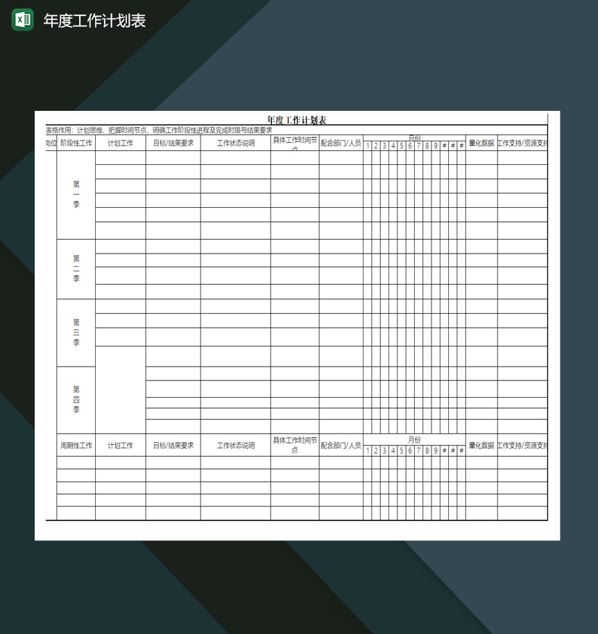 年度重点工作计划规划表excel模板