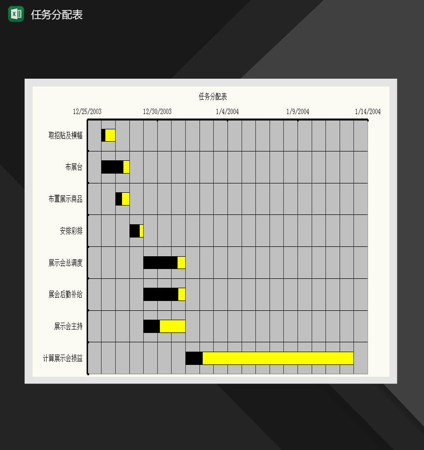 工作任务分配甘特图Excel模板