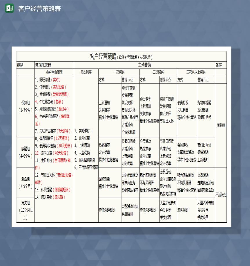 电商客户经营策略Excel模板-1