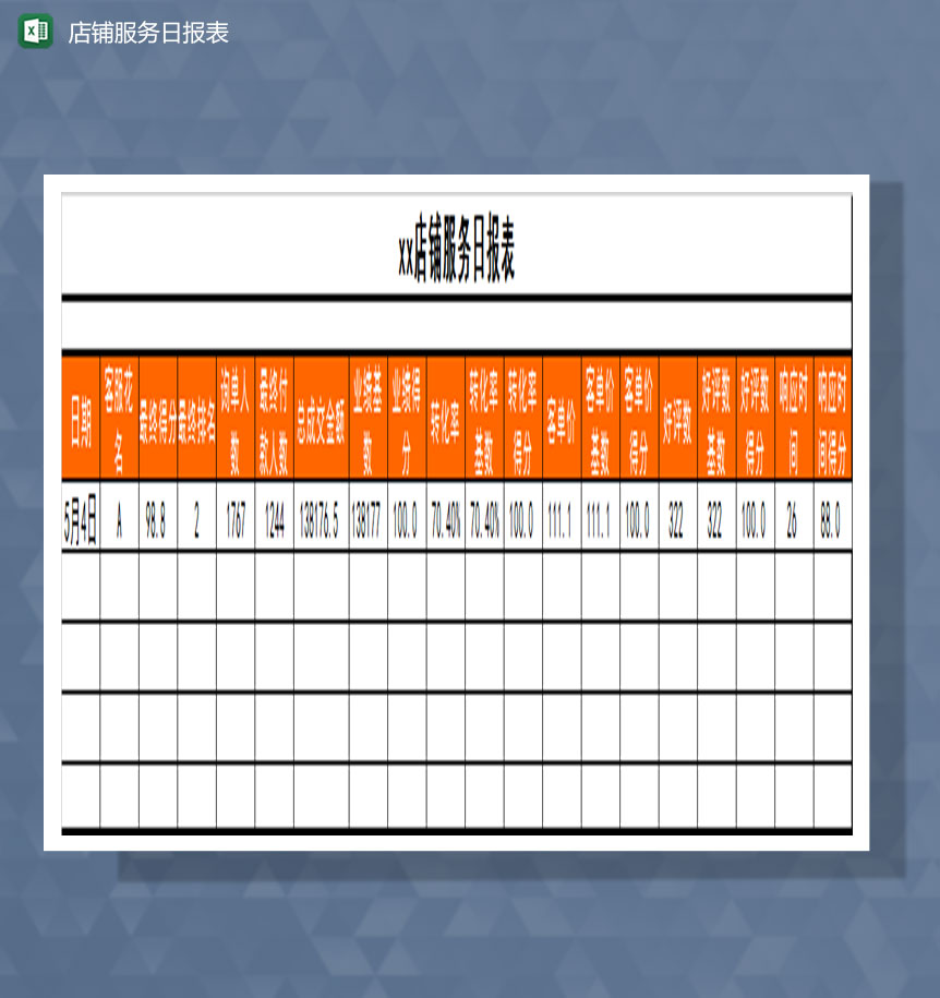 店铺客服服务日报表Excel模板
