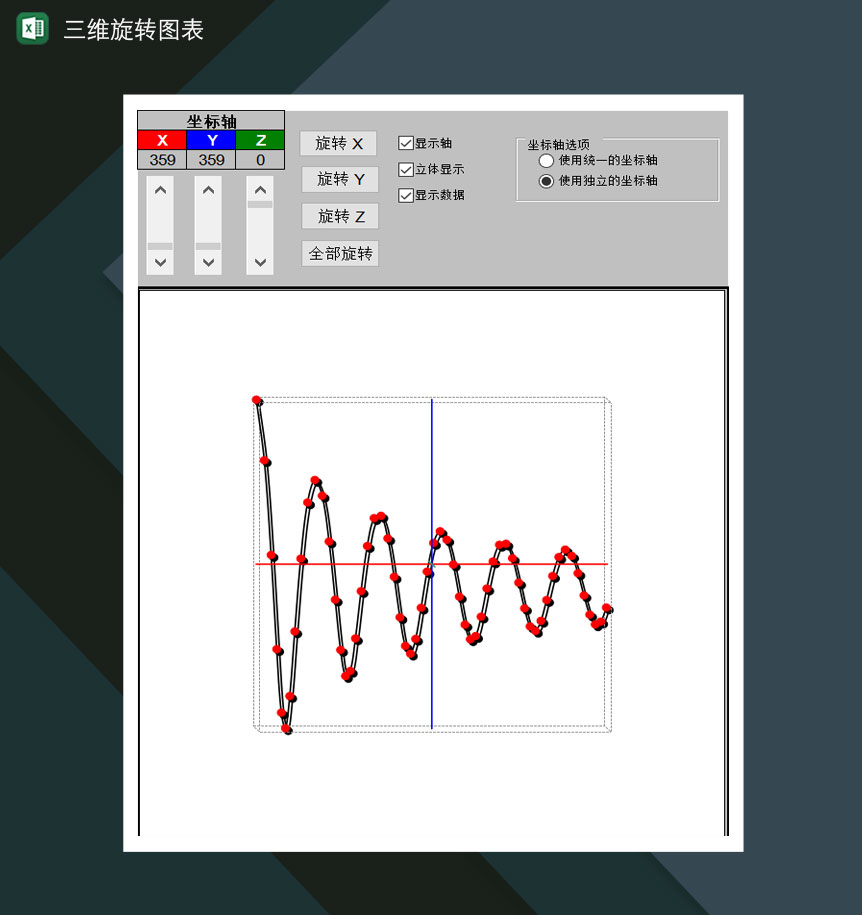 三维旋转坐标系旋转图表Excel模板