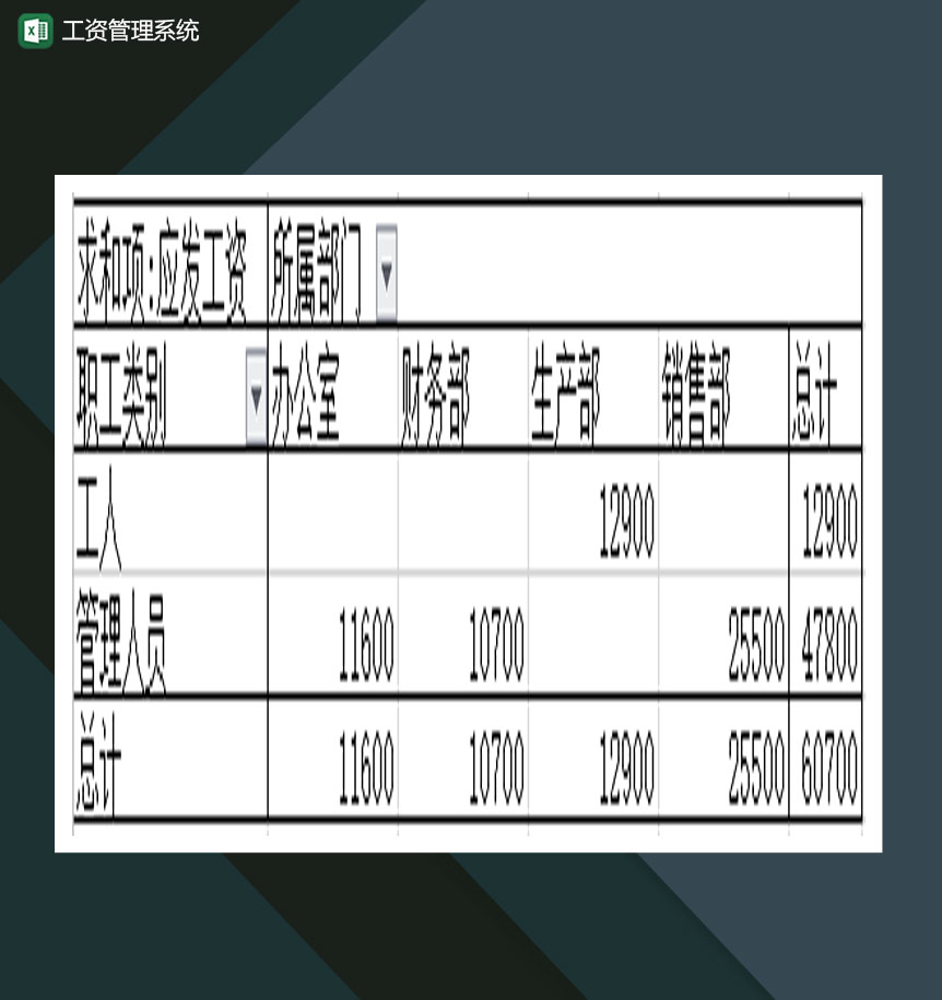 员工工资记录表工资管理系统Excel模板