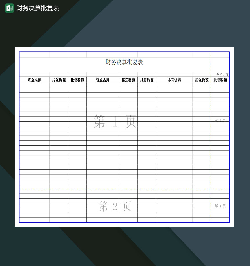 公司财务业务财务决算批复表Excel模板
