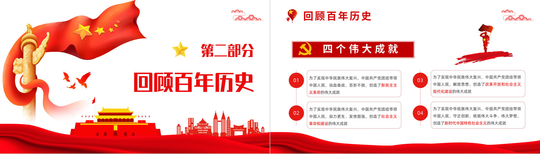简约庆祝建党一百周年大会讲话精神解读百年知识学习教育培训PPT模板-5