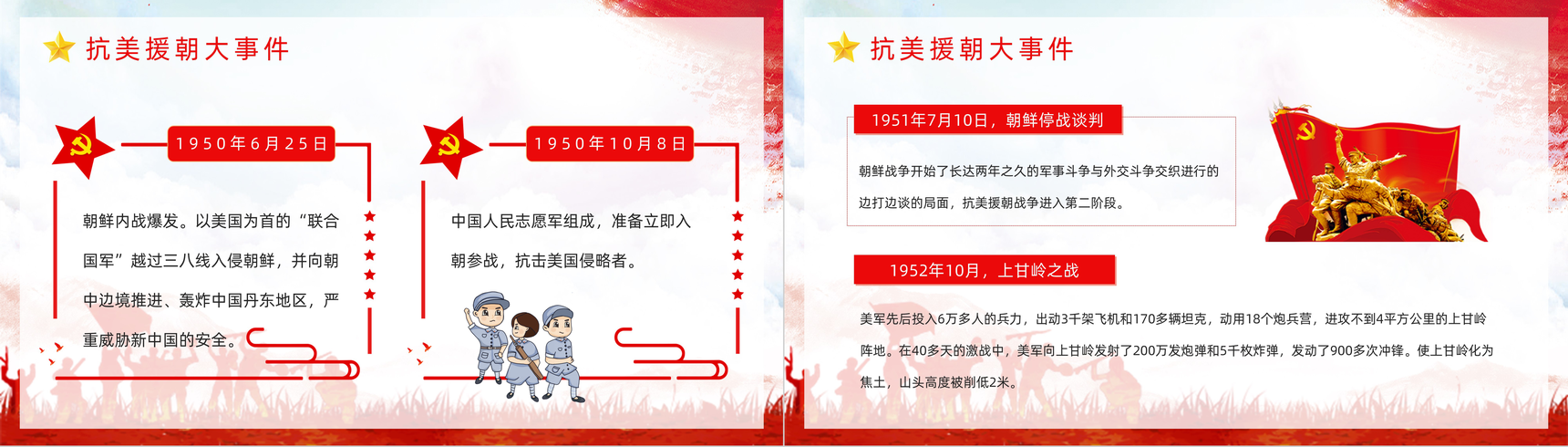 党政风长津湖战役抗美援朝纪念日铭记历史爱国主题教育讲座PPT模板-7