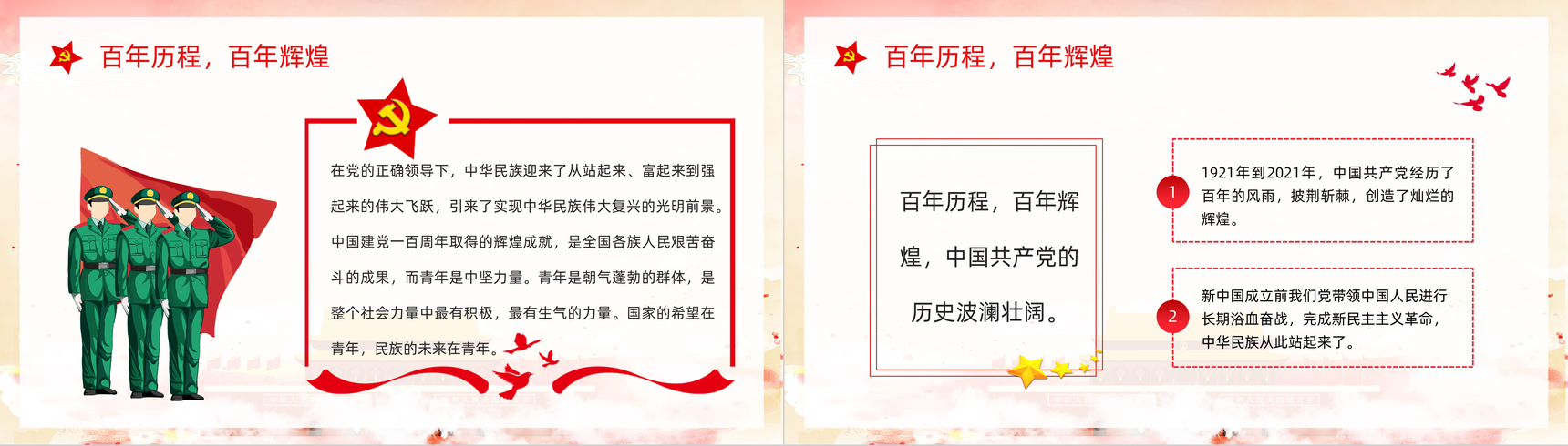 创意国潮风青春向党奋斗强国党员党风教育青少年党政知识专题讲座PPT模板-3