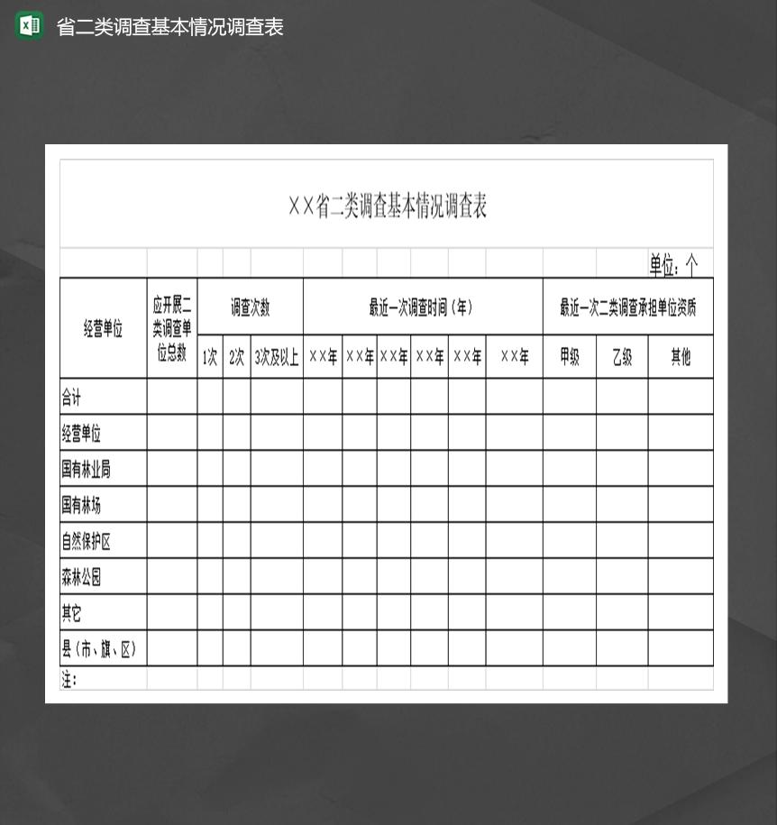 省二类调查基本情况调查表Excel模板