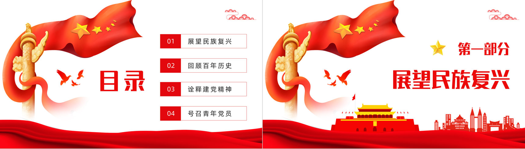 简约庆祝建党一百周年大会讲话精神解读百年知识学习教育培训PPT模板-2