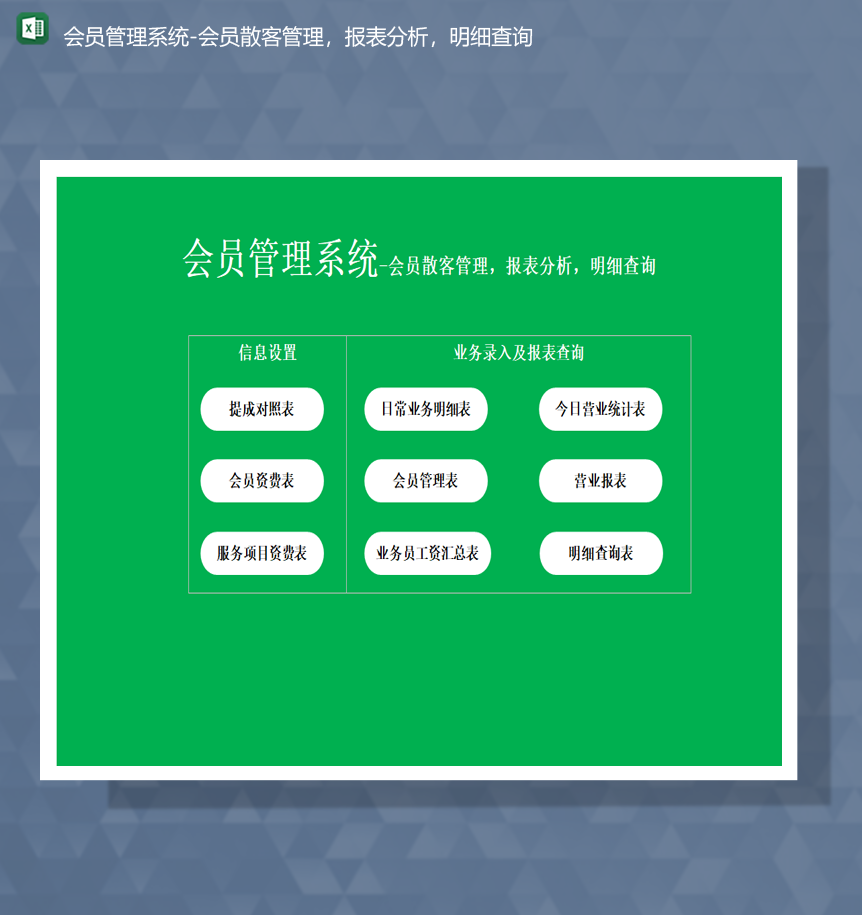 会员管理系统会员散客管理报表分析明细查询Excel模板-1