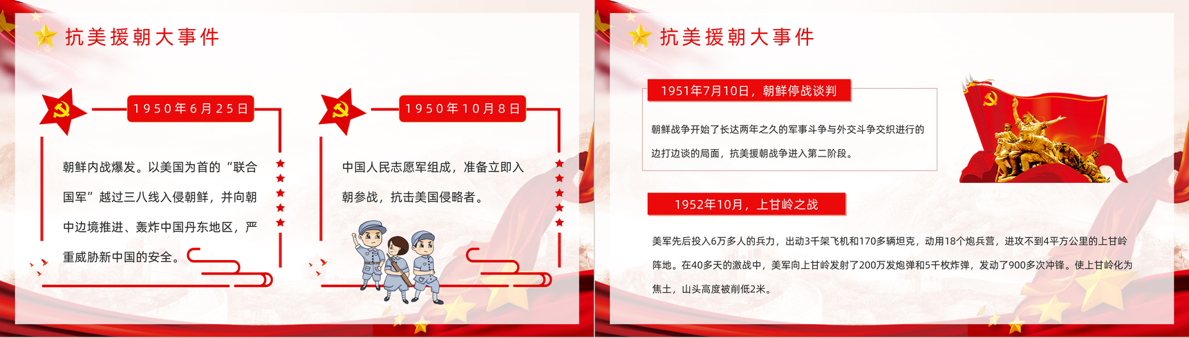 党政党建抗美援朝纪念日宣传爱国教育专题教育培训保家卫国PPT模板-4