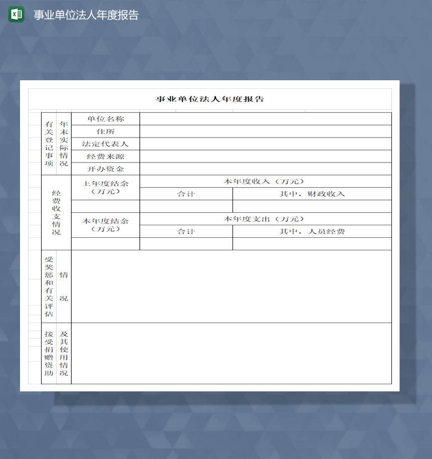 事业单位法人年度报告Excel模板