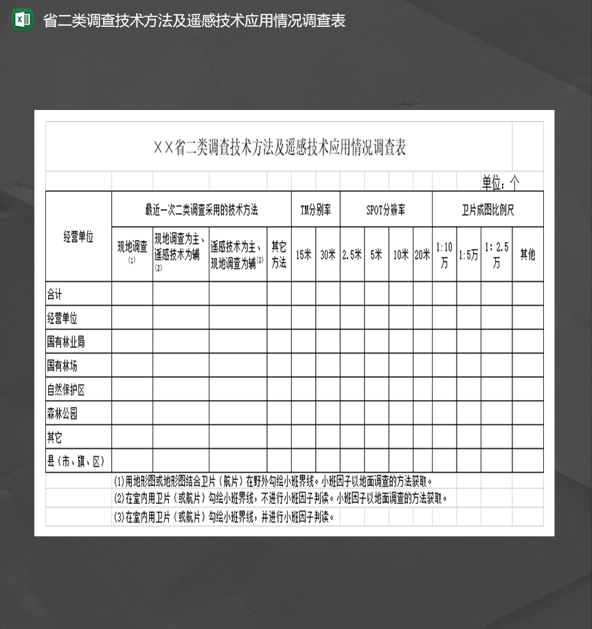 省二类调查技术方法及遥感技术应用情况调查表