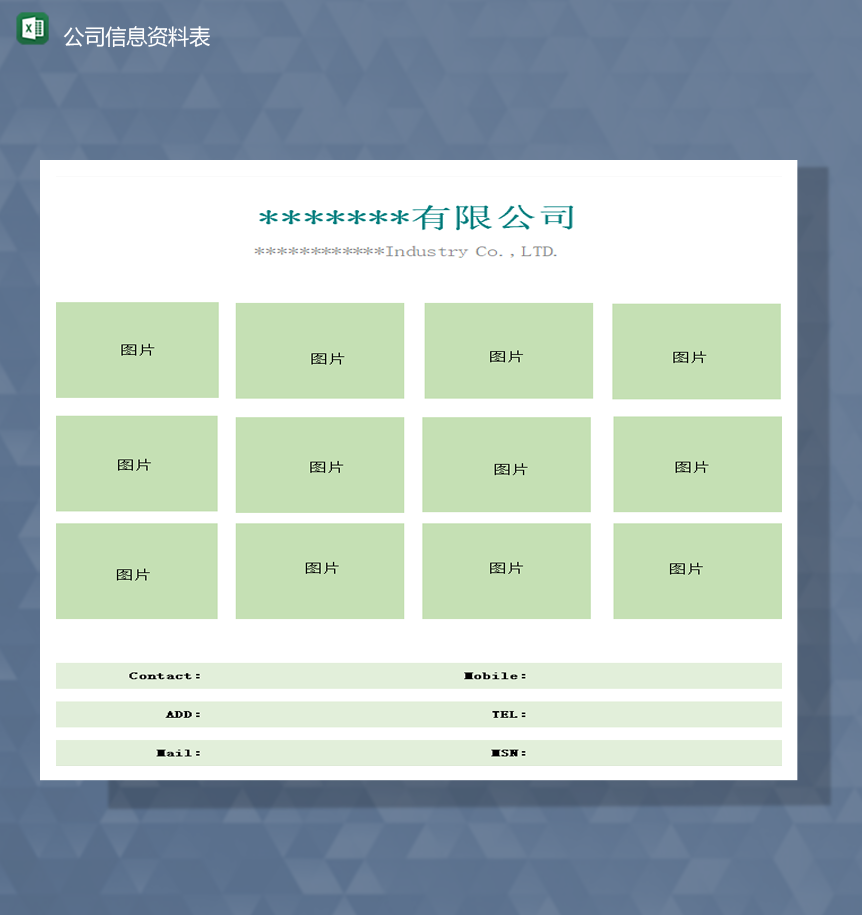 2020年公司介绍信息资料登记联系方式登记报表Excel模板