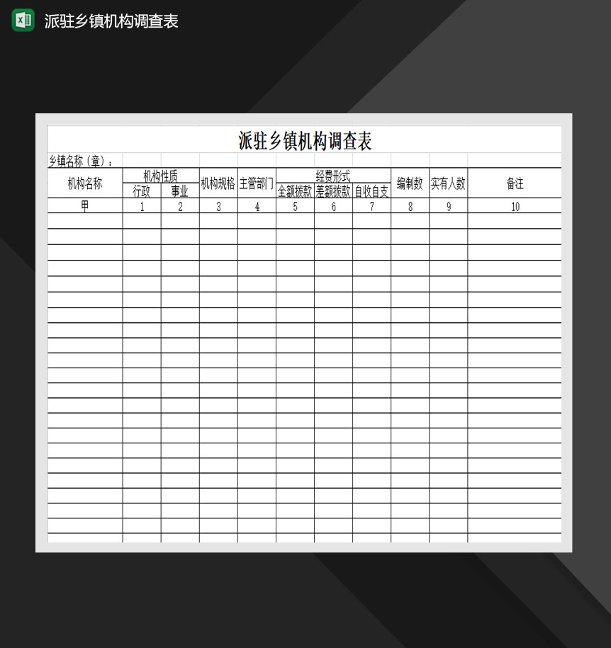 派驻乡镇机构调查表Excel模板-1