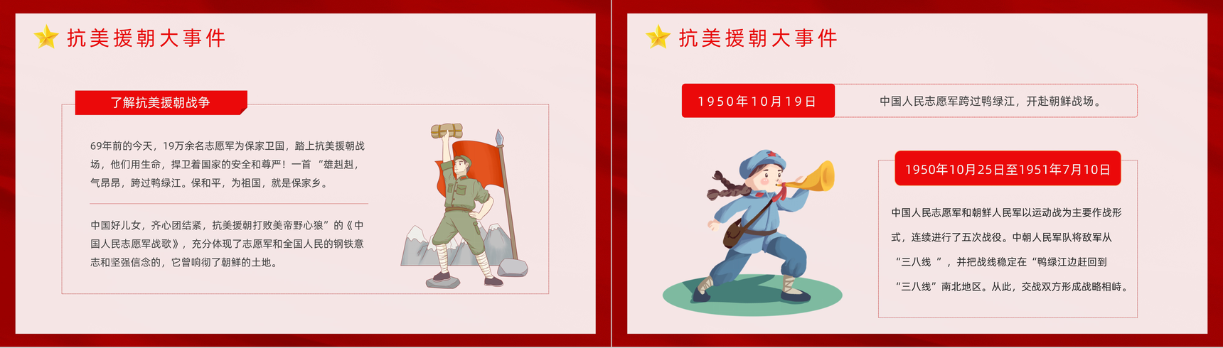 纪念中国人民志愿军抗美援朝出国作战胜利光辉的篇章不朽的丰碑主题讲座通用PPT模板-3