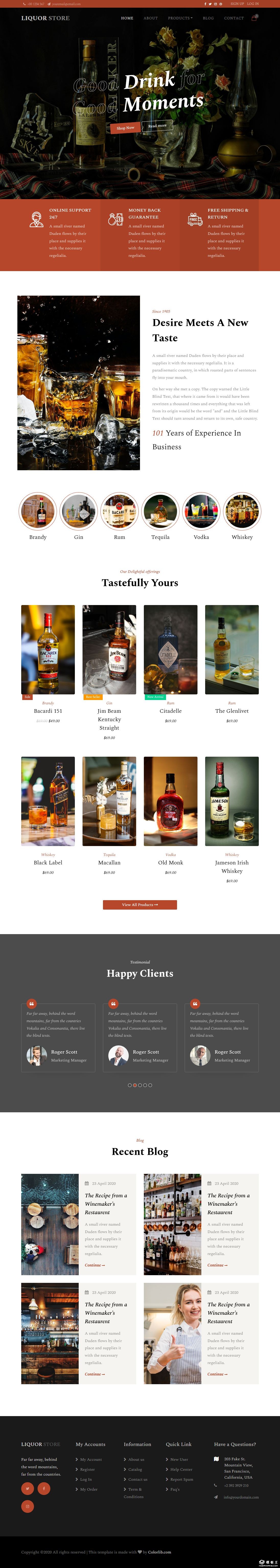 酒庄产品销售展示响应式网站模板