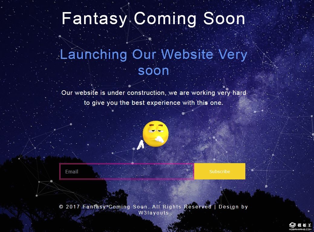 星空上线订阅框响应式网页模板
