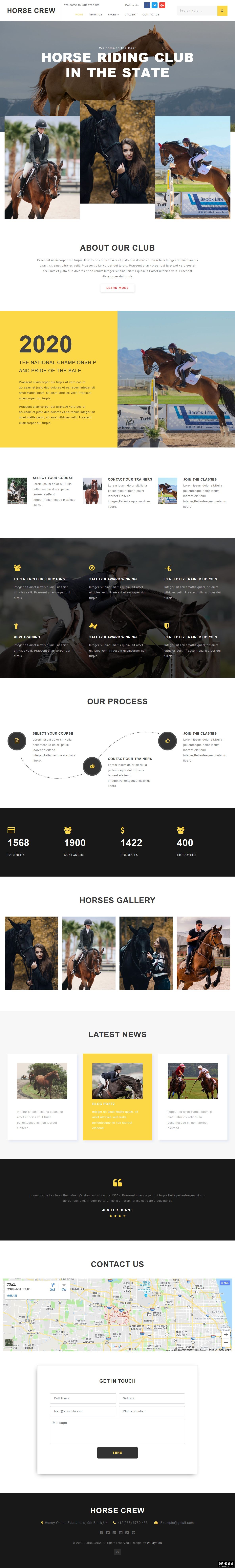马术俱乐部动态响应式网页模板
