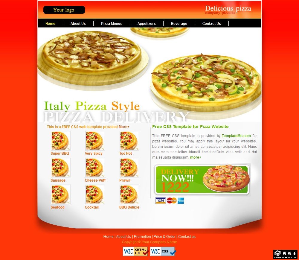 Pizza美食餐厅网页模板