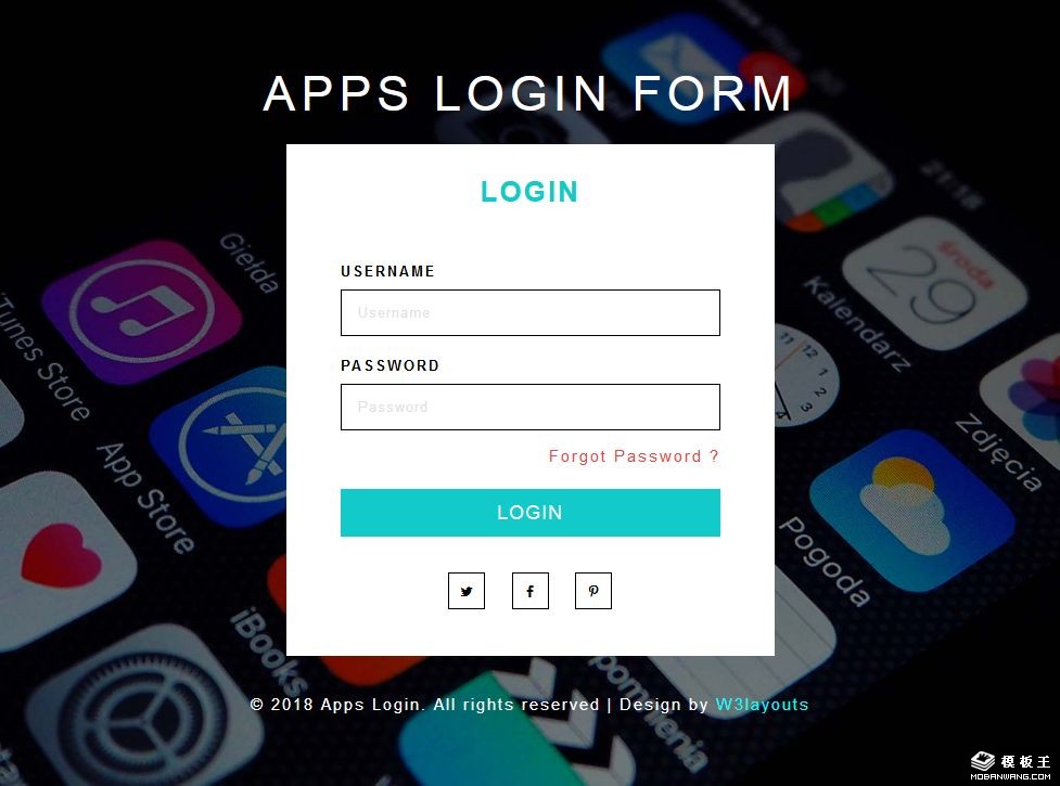APP登录框响应式网页模板