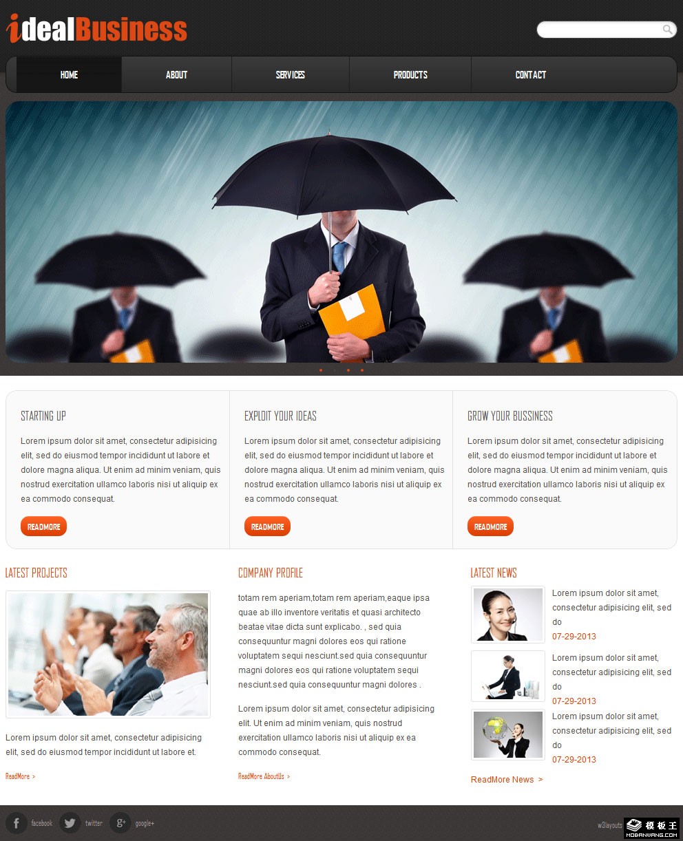 暗灰理想商务动态网页模板