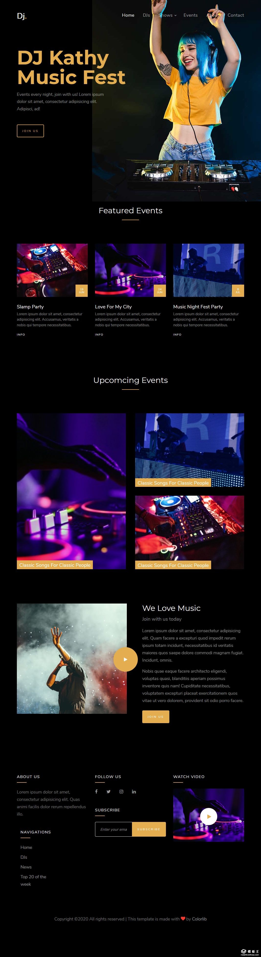 DJ电音派对响应式网页模板