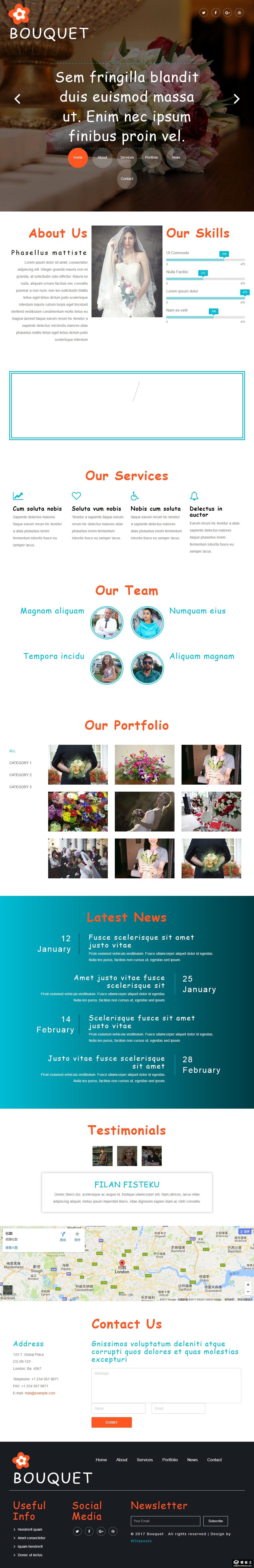 婚礼鲜花展示响应式网页模板