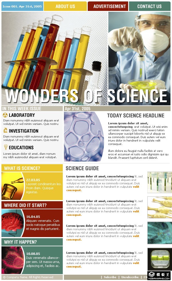 生物科学订阅邮件网页模板