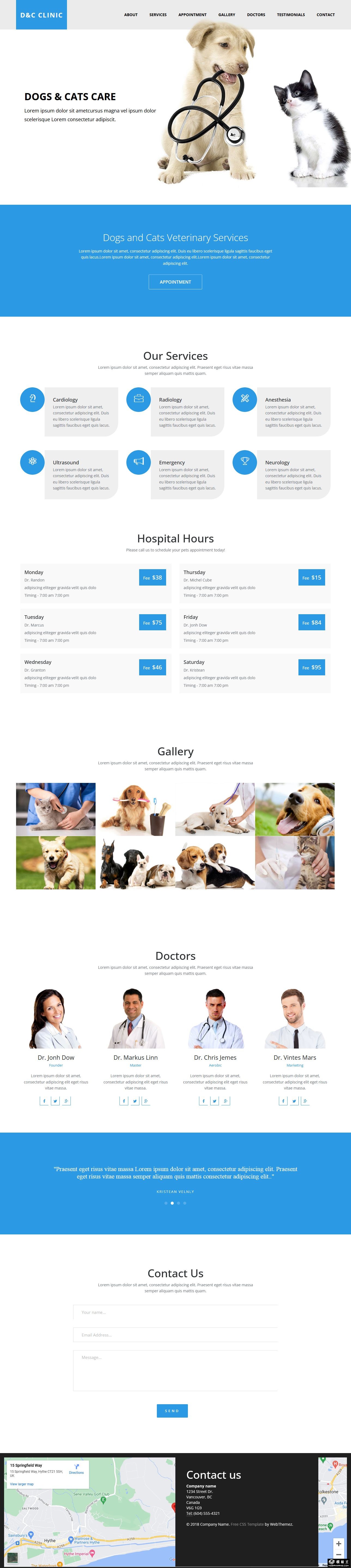 猫狗宠物诊所响应式网页模板