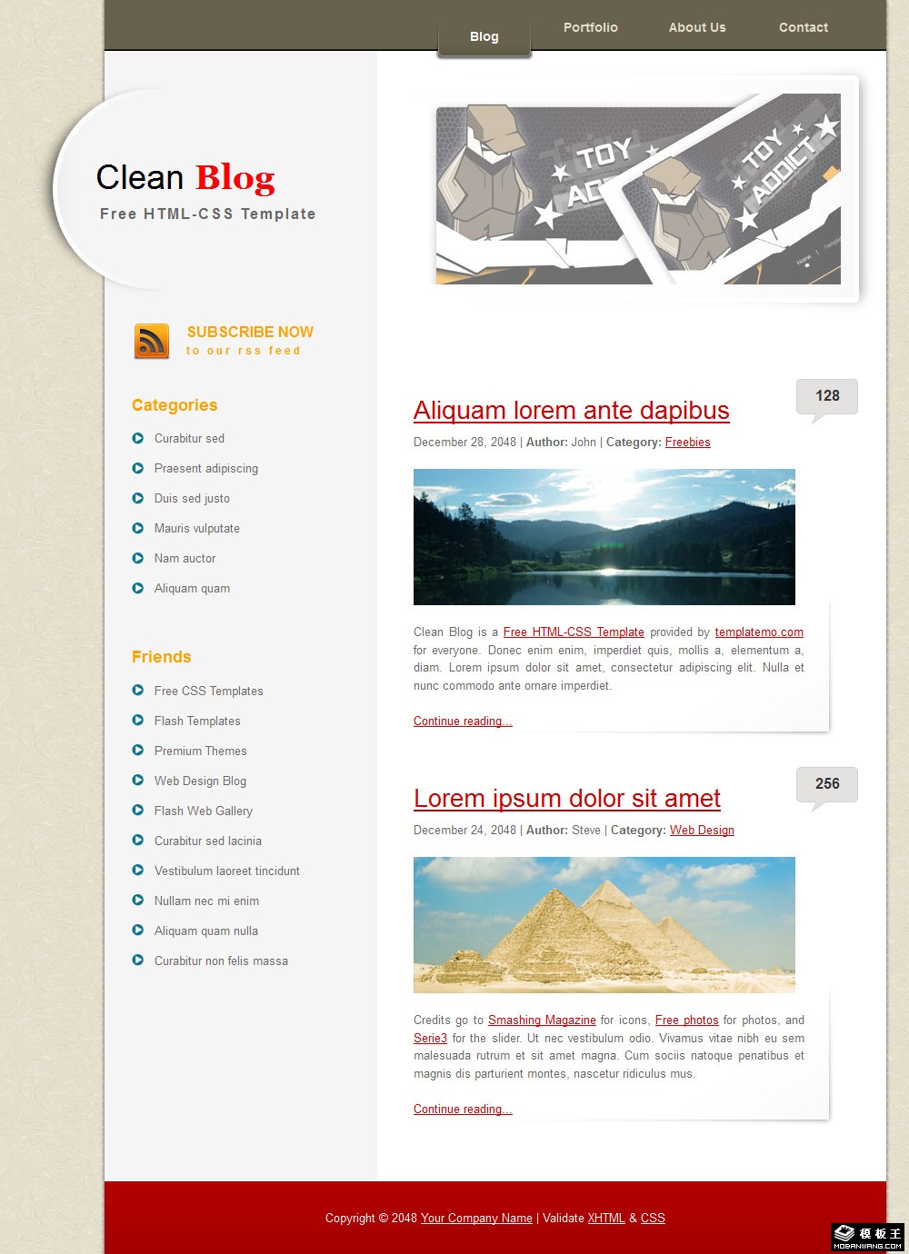 简洁创意二列BLOG网页模板