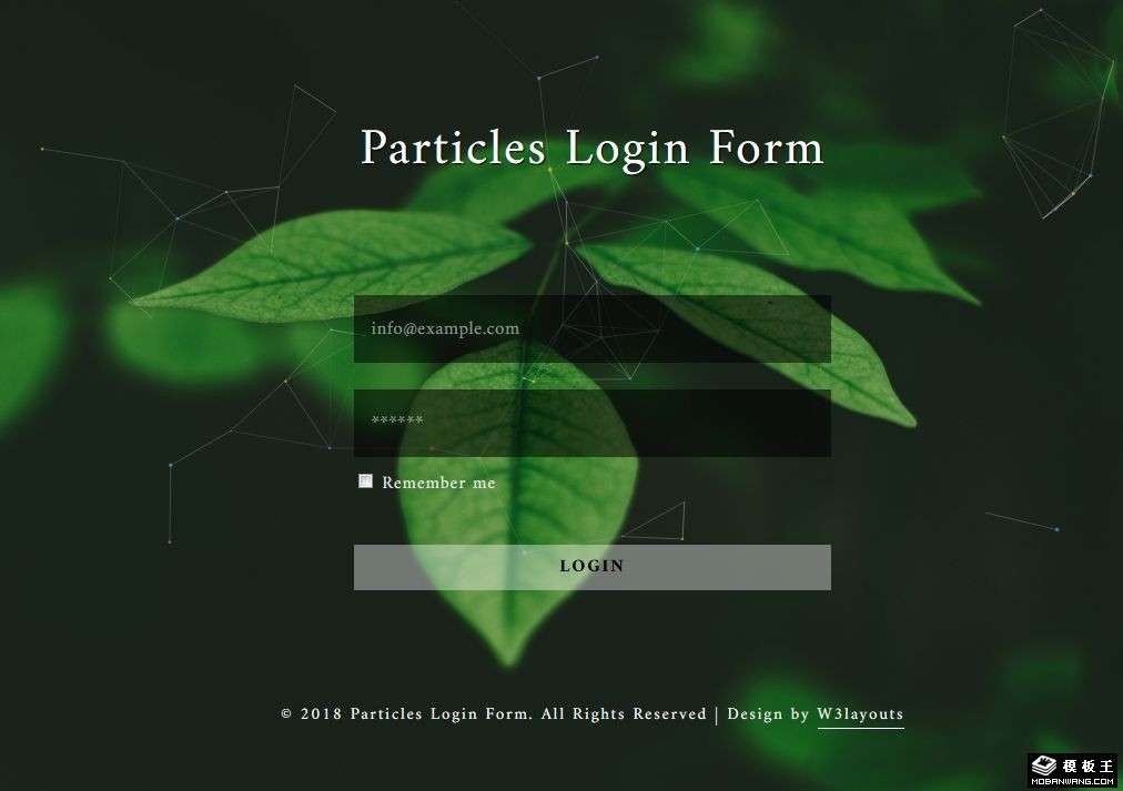 绿叶粒子登录框响应式网页模板