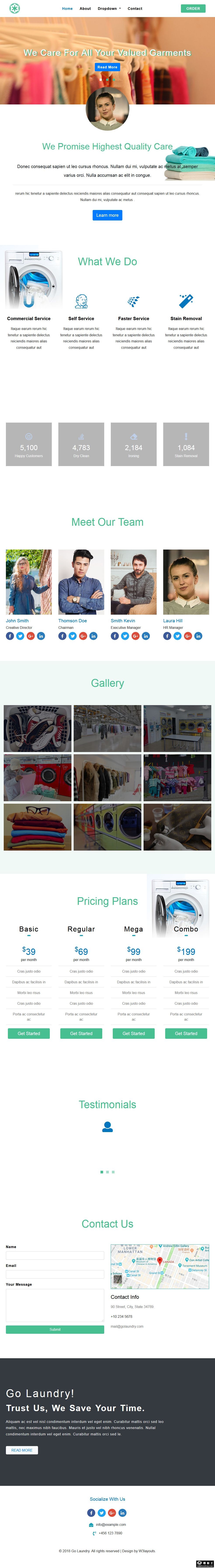 洗衣店服务展示响应式网页模板