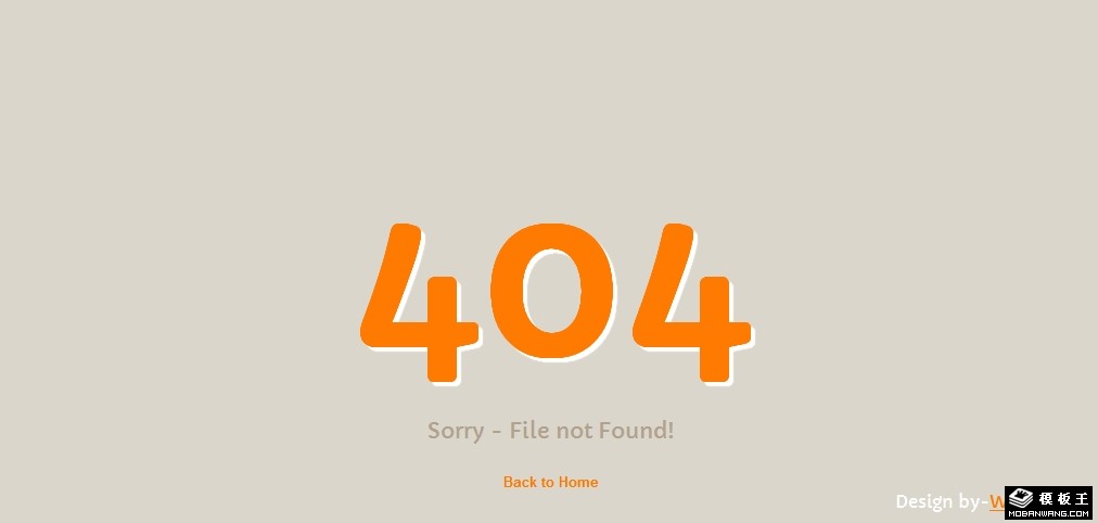 简洁橙色404错误网页模板
