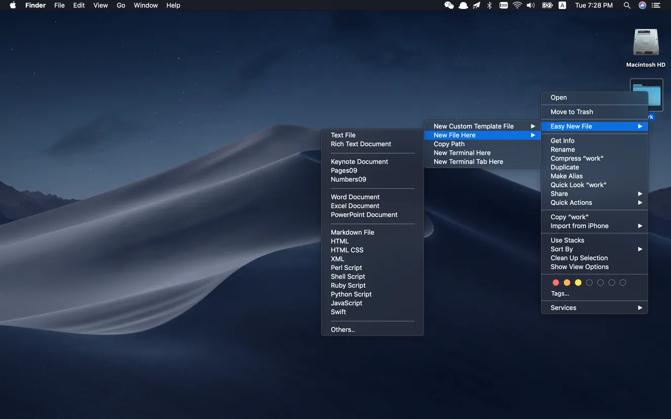 Easy New File for Mac v5.8 右键超级菜单鼠标右键增强工具中文版