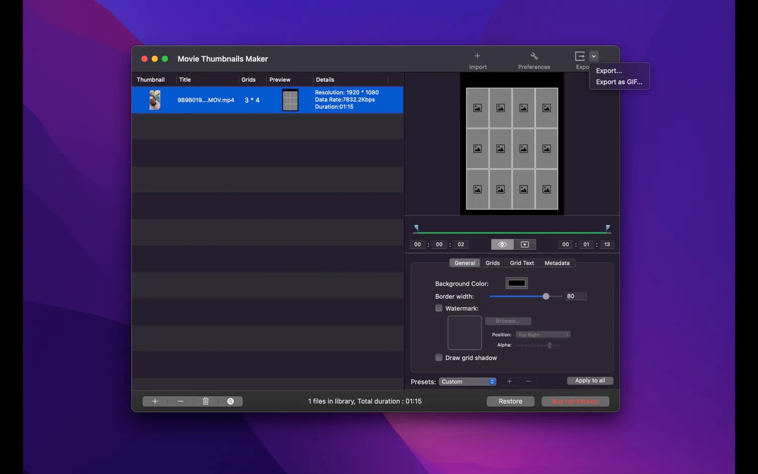 Movie Thumbnails Maker For Mac v4.5.0 电影缩略图生成工具