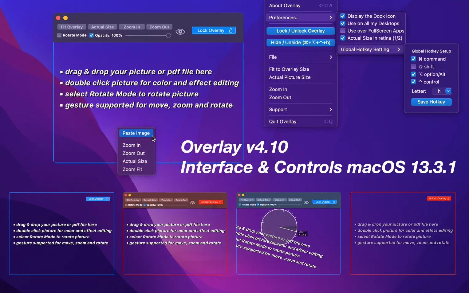 Overlay For Mac v4.30 图像文档透明现在桌面工具