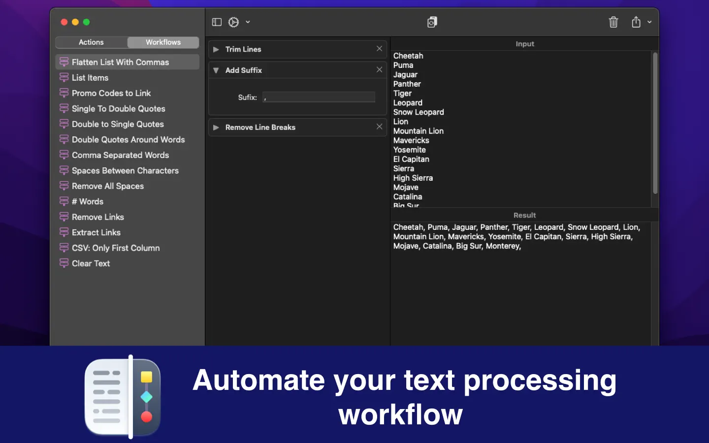 Text Workflow For Mac v2.2.2 功能强大的转换文本工具