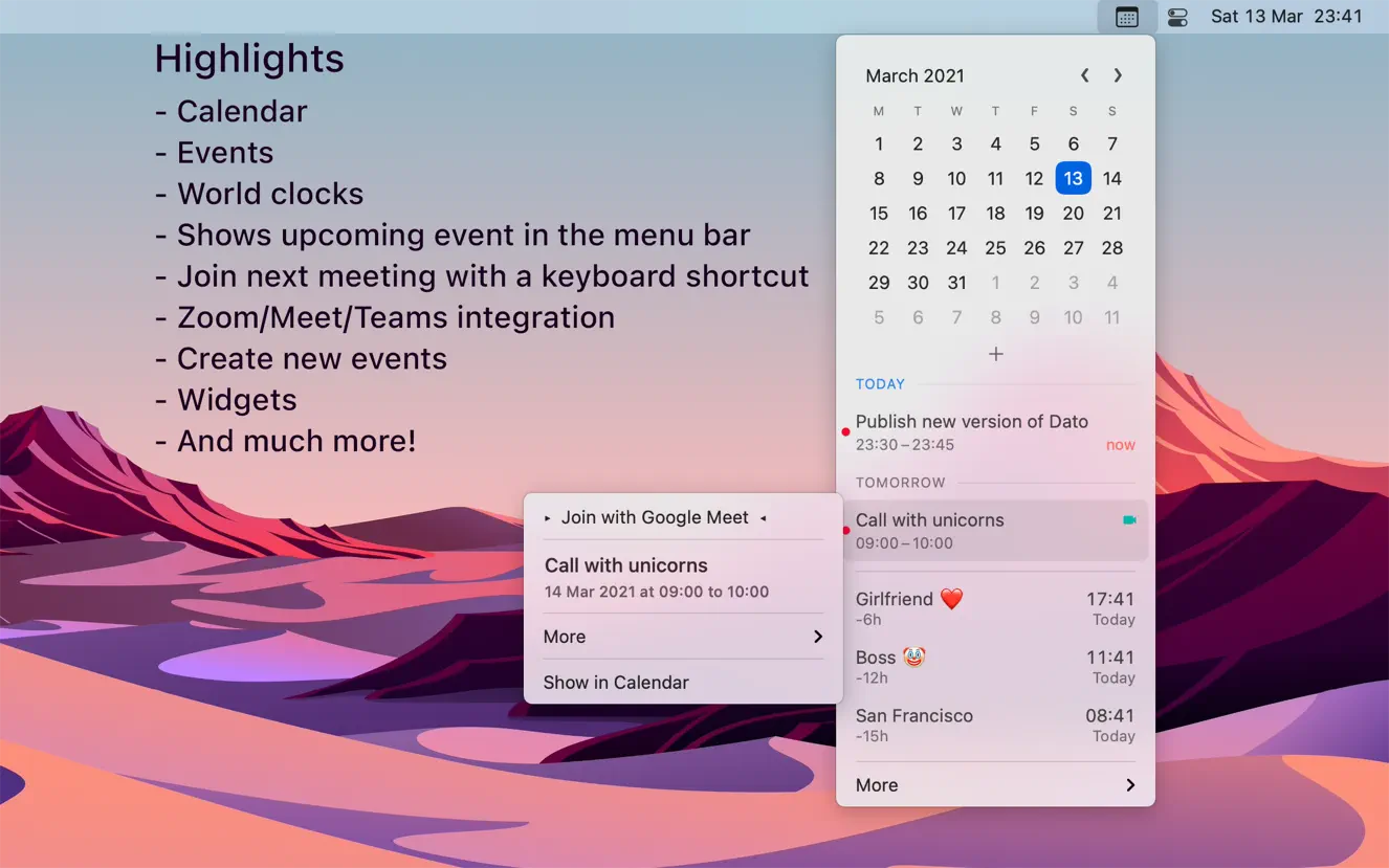 Dato For Mac v5.4.3 菜单栏时间定制软件