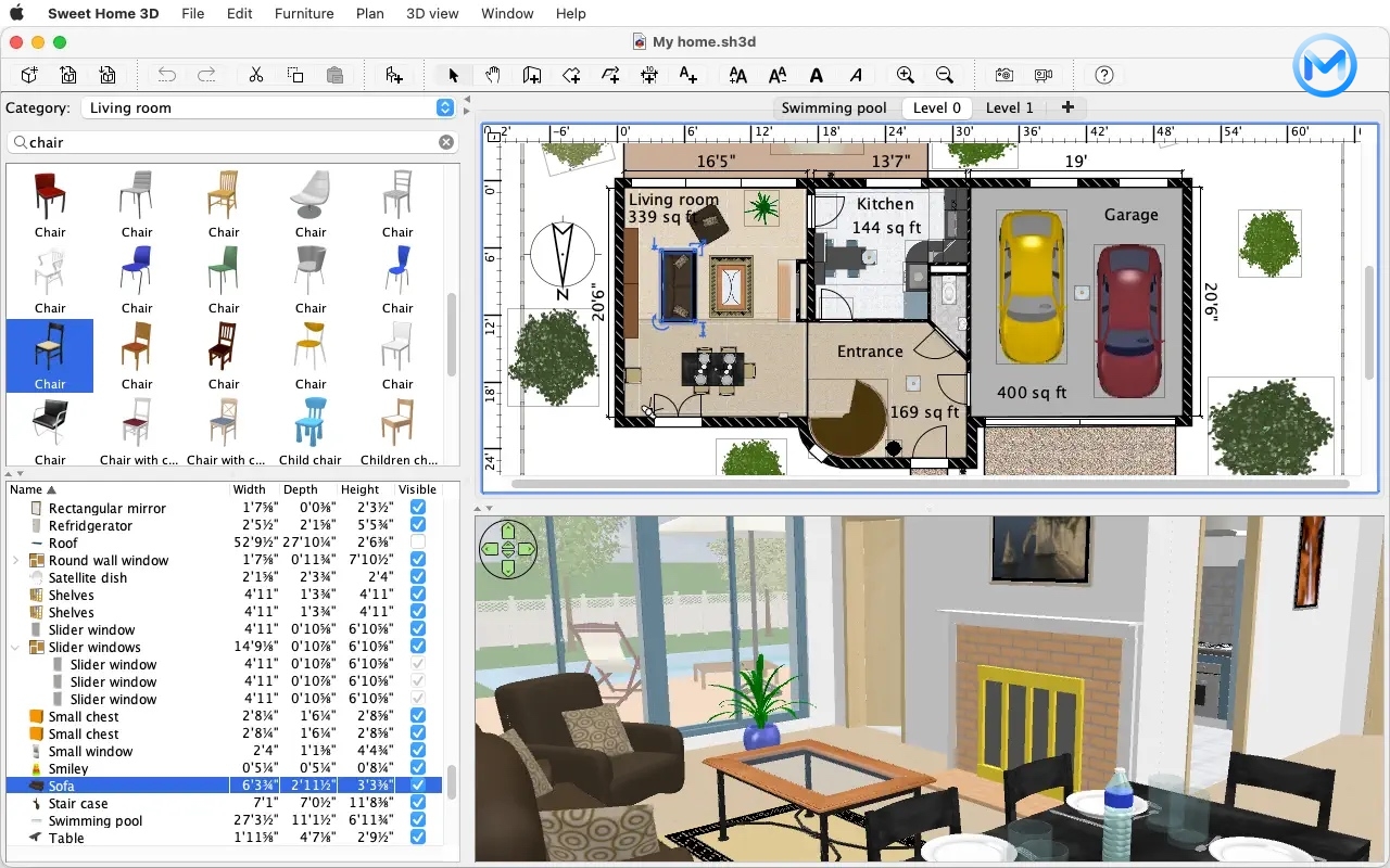 Sweet Home 3D for Mac v7.5.7 室内设计软件中文版