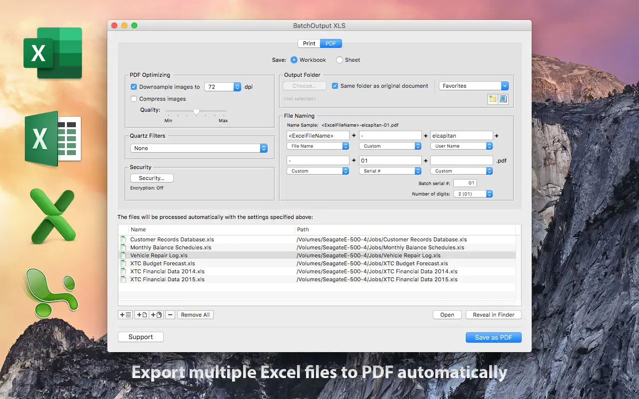 BatchOutput XLS For Mac v2.5.20