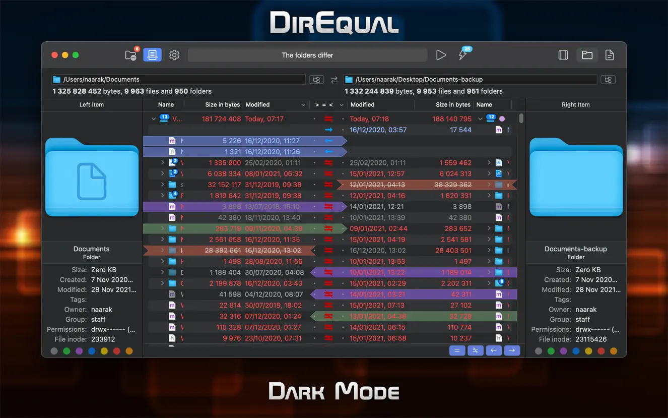 DirEqual For Mac v6.6.1文件夹对比工具