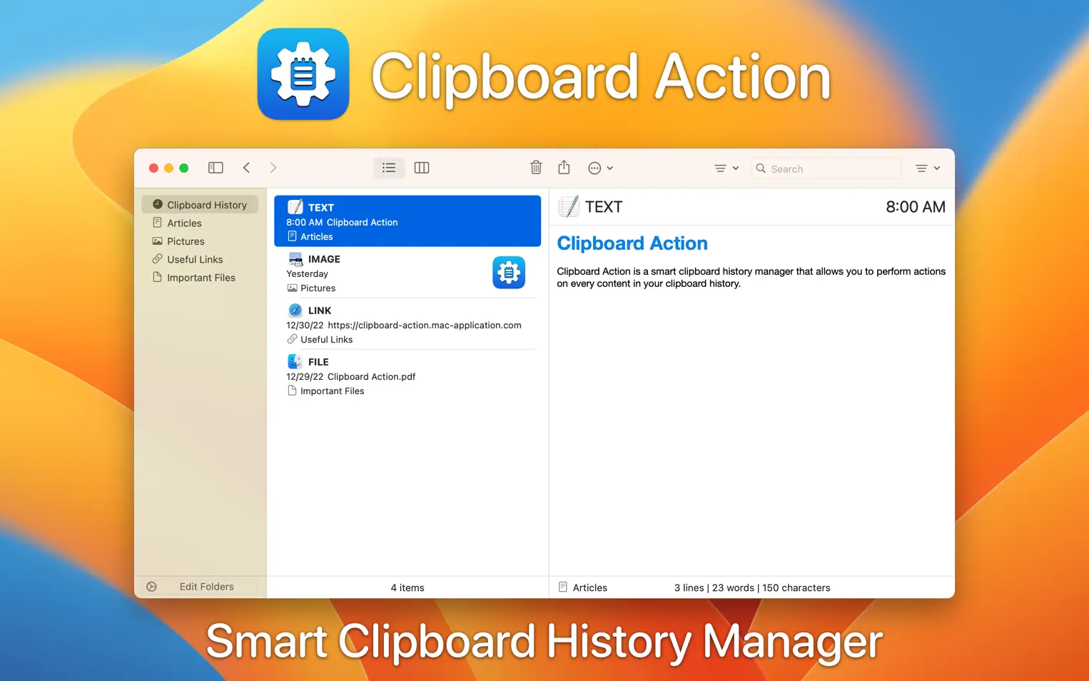 Clipboard Action For Mac v1.5.7 智能剪贴板历史管理器