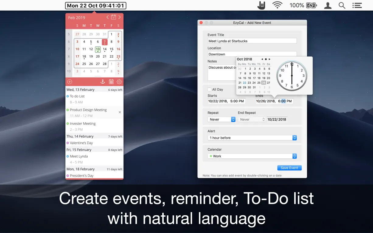 EzyCal For Mac v2.3 简单的日历和时间工具