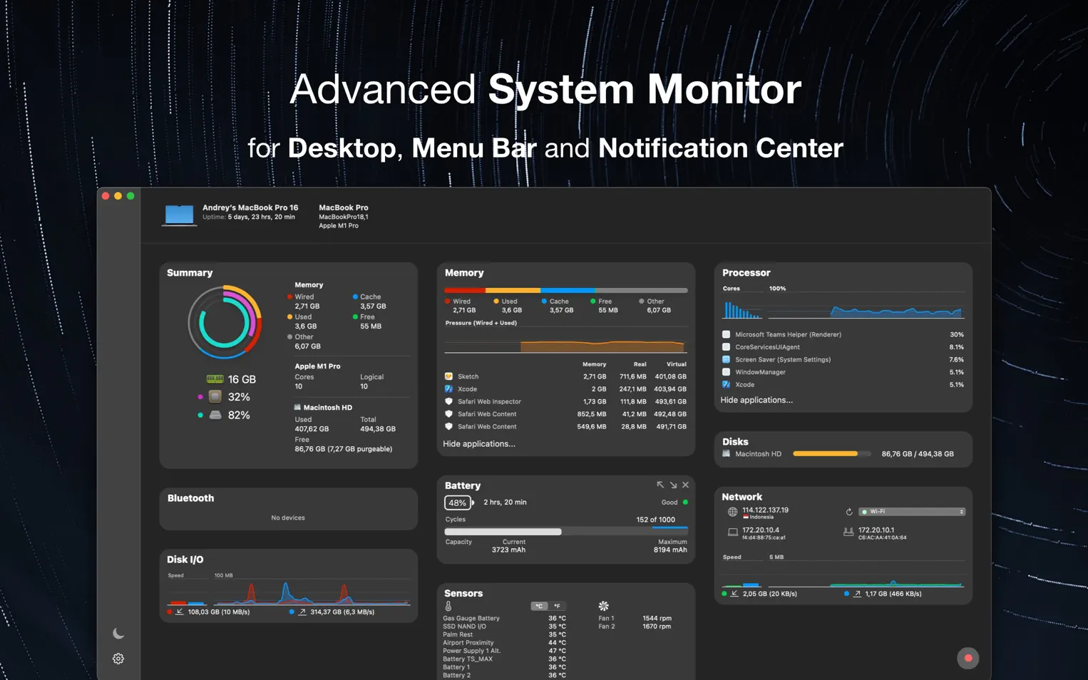 iStatistica For Mac 6.0.1 菜单栏系统信息监视软件