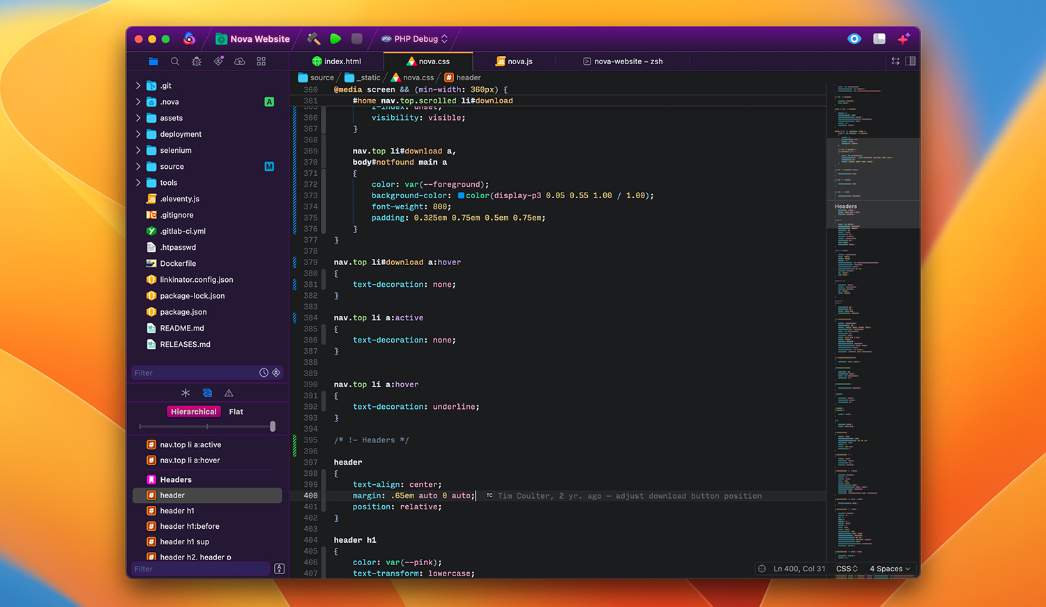 Nova For mac v12.4  Mac 强大的代码编辑器