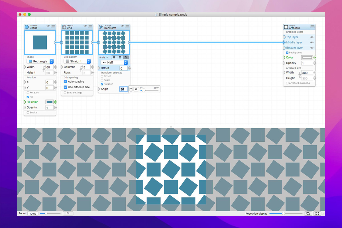 PatterNodes For Mac v3.3.3创建重复图形矢量插图工具