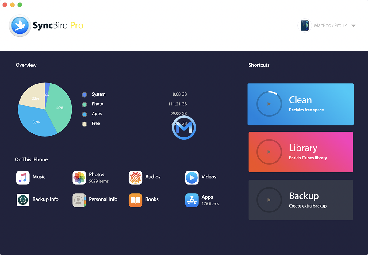 SyncBird Pro For Mac v4.1.5 iPhone iPad管理软件可清理缓存垃圾文件