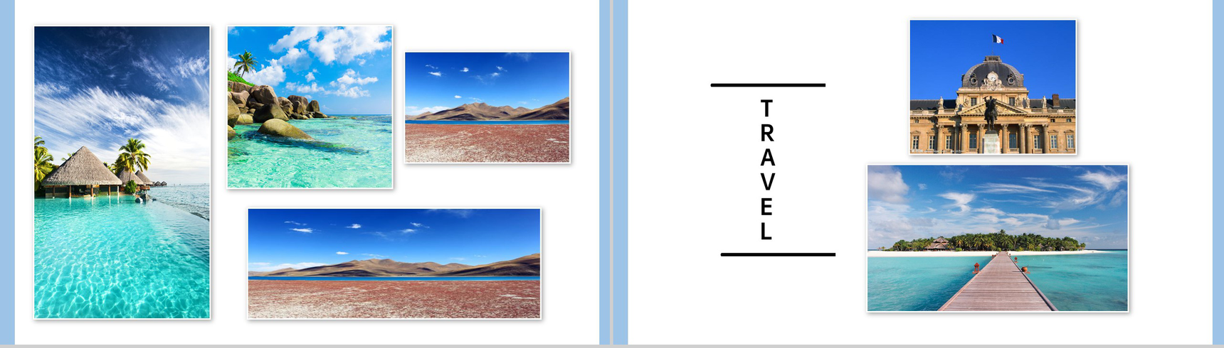 蓝色简约杂志风青春旅行纪念册旅行风景展示PPT模板-8
